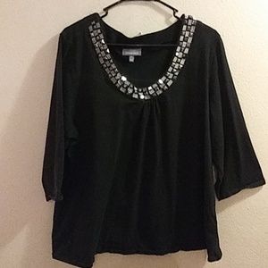 Essentials 2x 3/4 Sleeve Black  Top